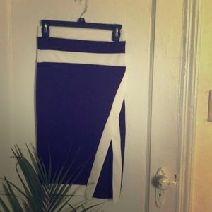 Off white and black knit pencil skirt